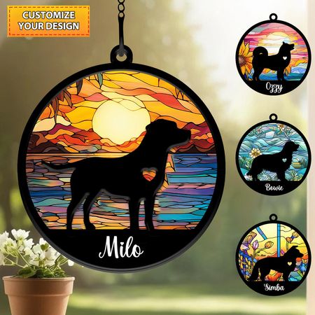 Personalized Dog Memorial Suncatcher – Custom Pet Loss Ornament and Remembrance Gift